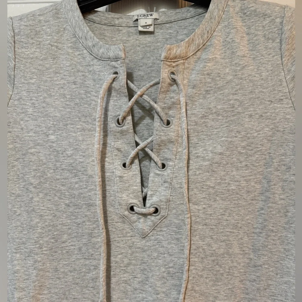 J. Crew Gray Lace-Up Dress